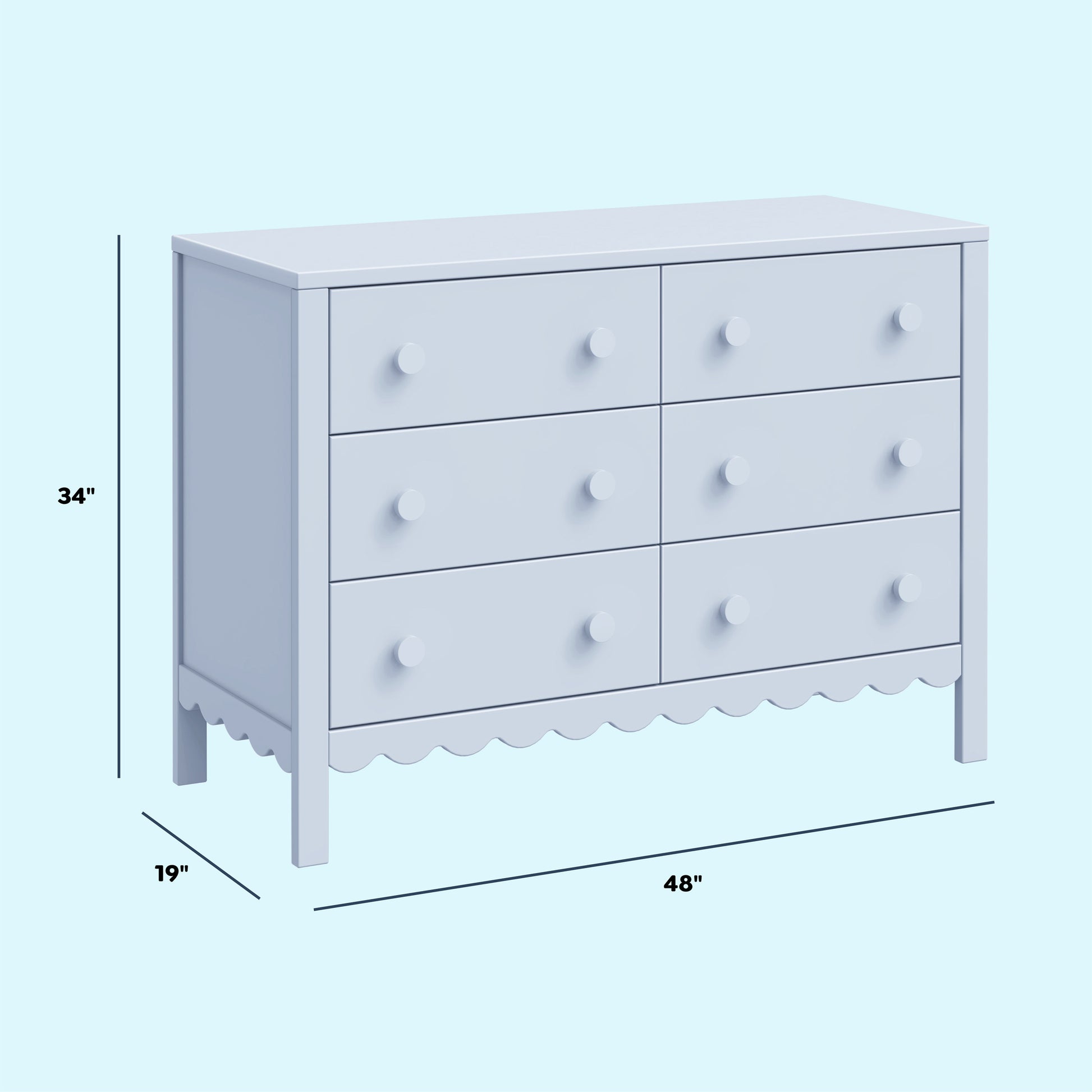 M27826PB,DaVinci,Sammy Scallop 6-Drawer Dresser in Powder Blue