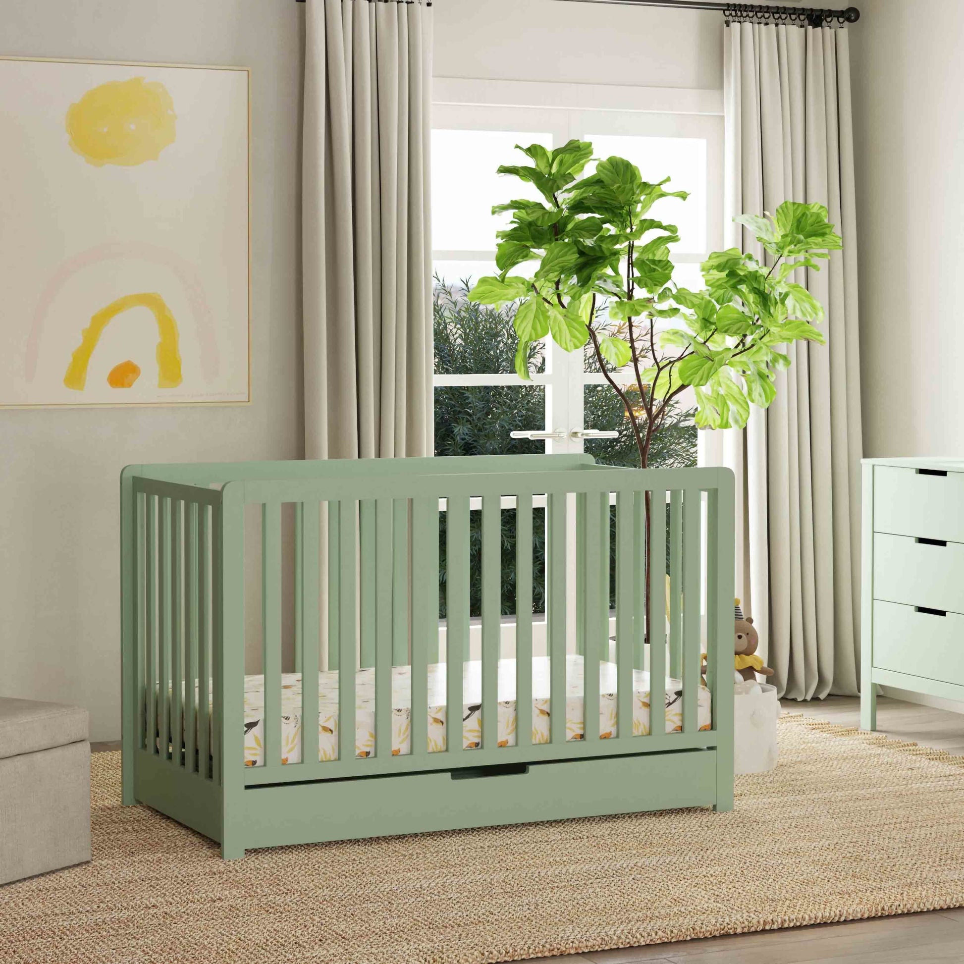 F11951LS,Carter's,Colby 4-in-1 Convertible Crib w/ Trundle Drawer in Light Sage