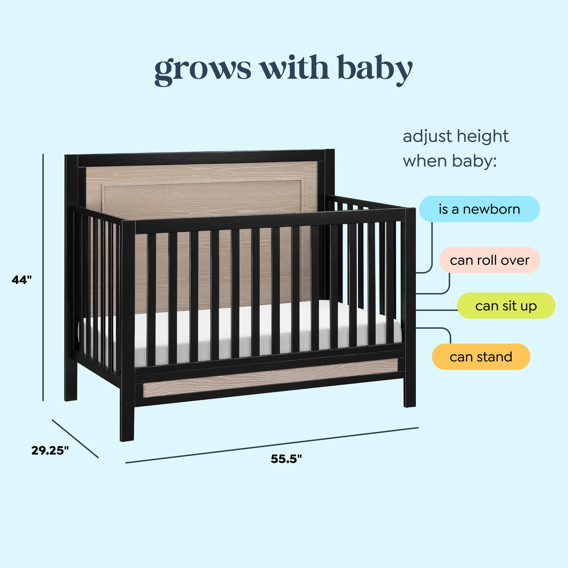 F23201ECWD,Carter's,Radley 4-in-1 Convertible Crib in Ebony & Coastwood