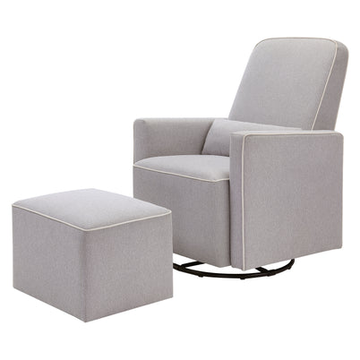 M11687GCM,DaVinci,Olive Glider and Ottoman in Grey Finish w/Cream Piping