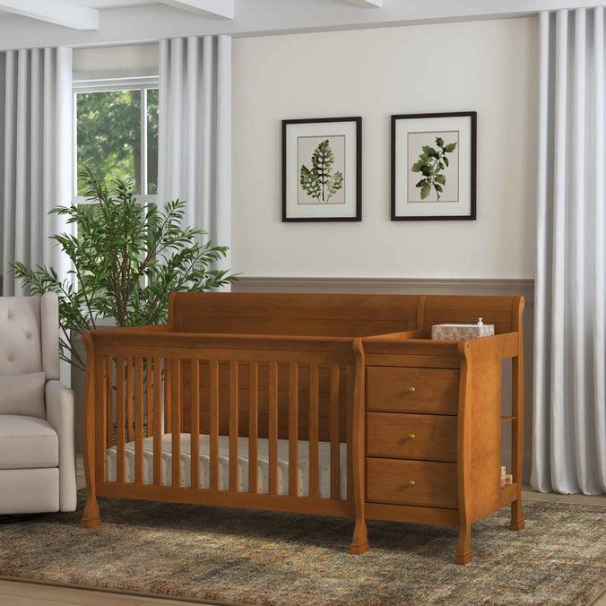 M5582CT,DaVinci,Kalani 4-in-1 Convertible Crib & Changer in Chestnut