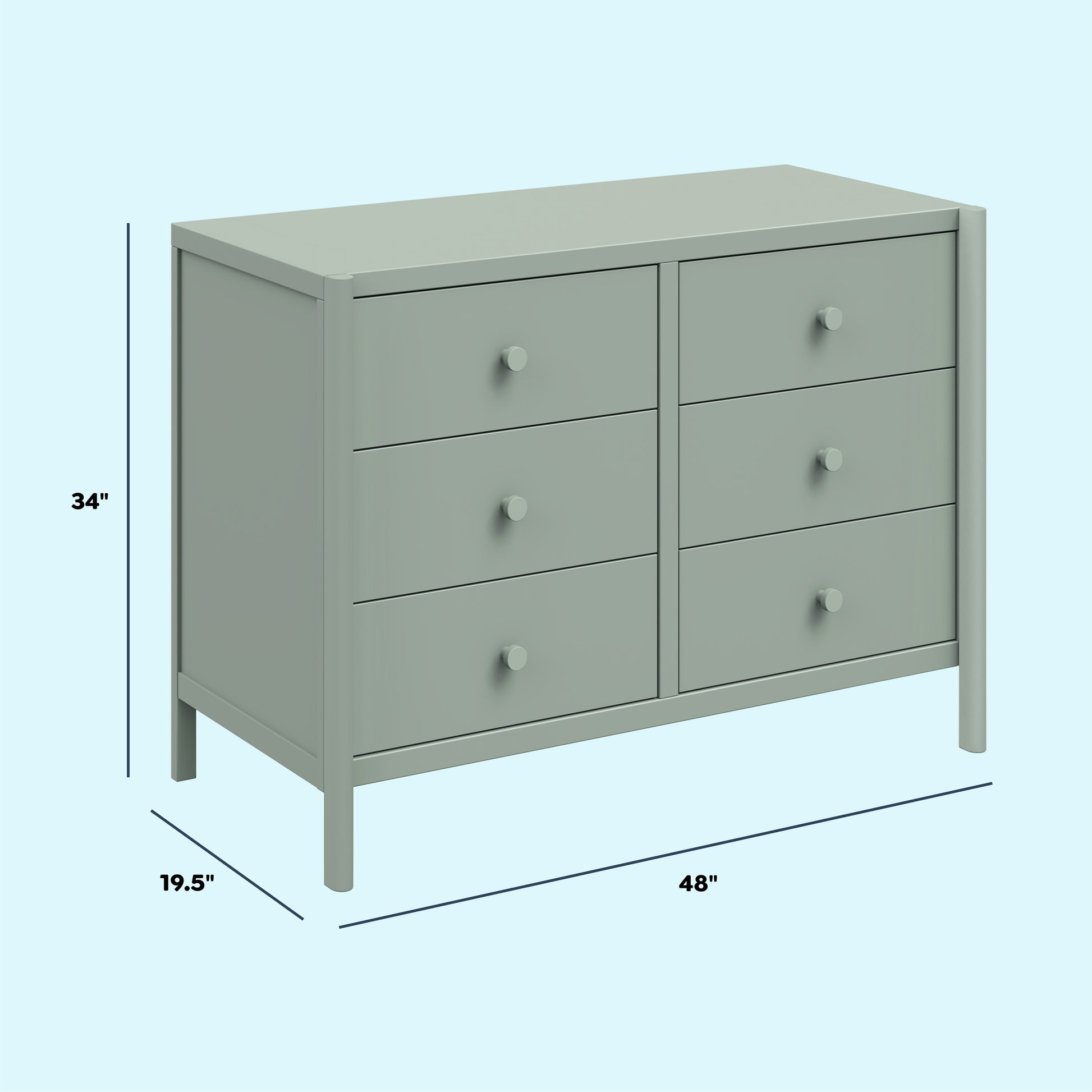 M25126LS,DaVinci,Birdie 6-Drawer Dresser in Light Sage