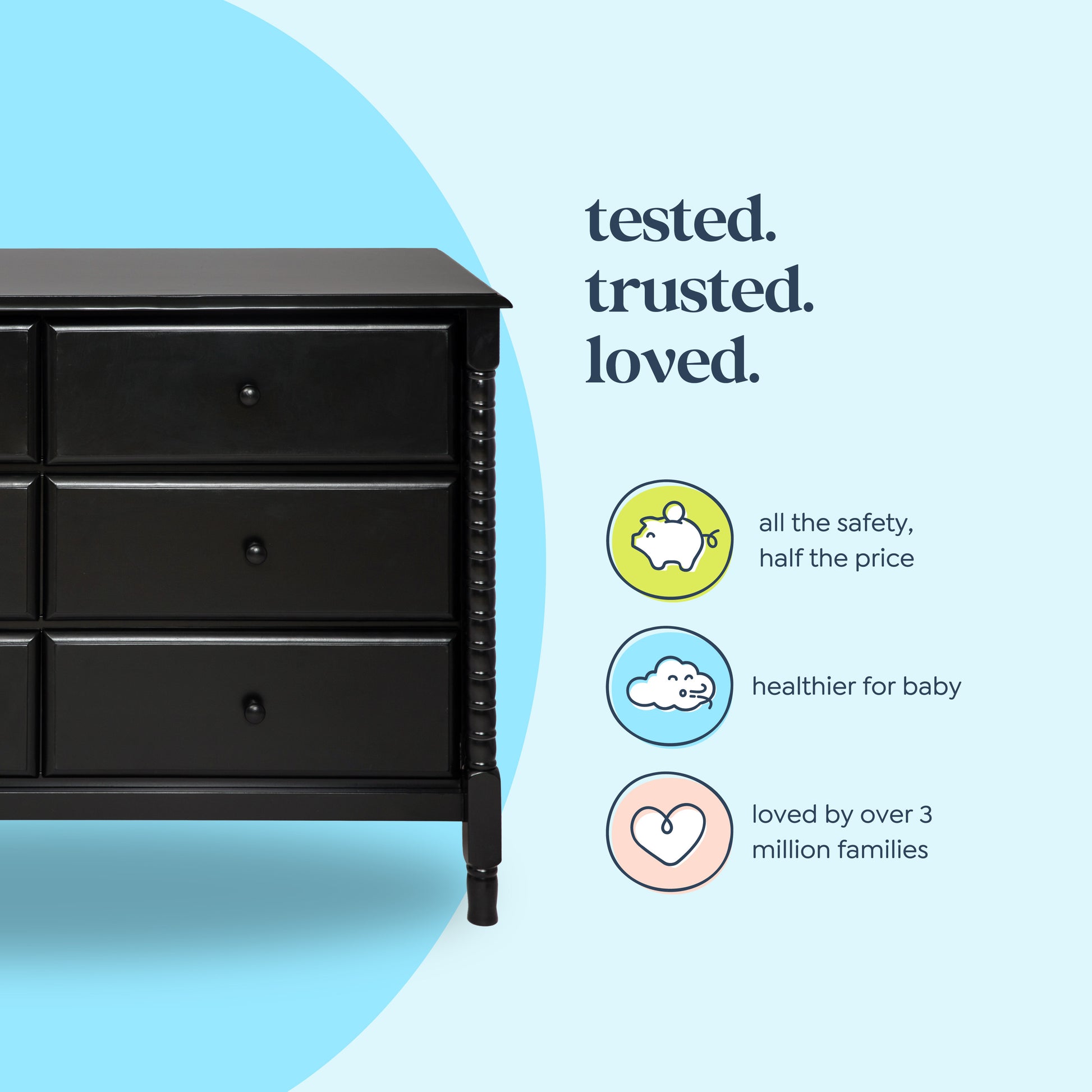 M7326E,DaVinci,Jenny Lind Spindle 6-Drawer Dresser in Ebony