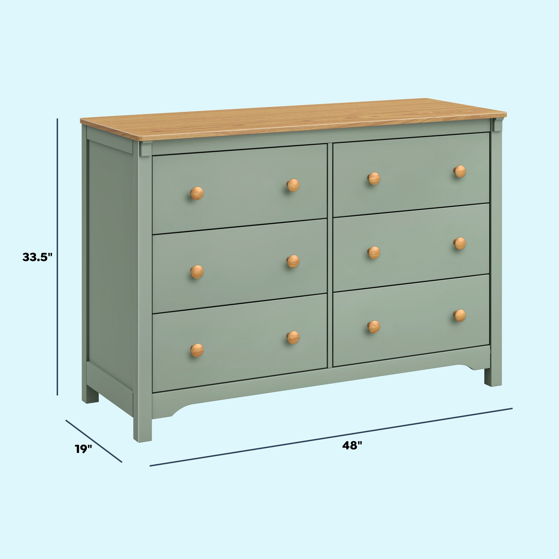 M27226LSHY,DaVinci,Shea 6-Drawer Dresser in Light Sage and Honey