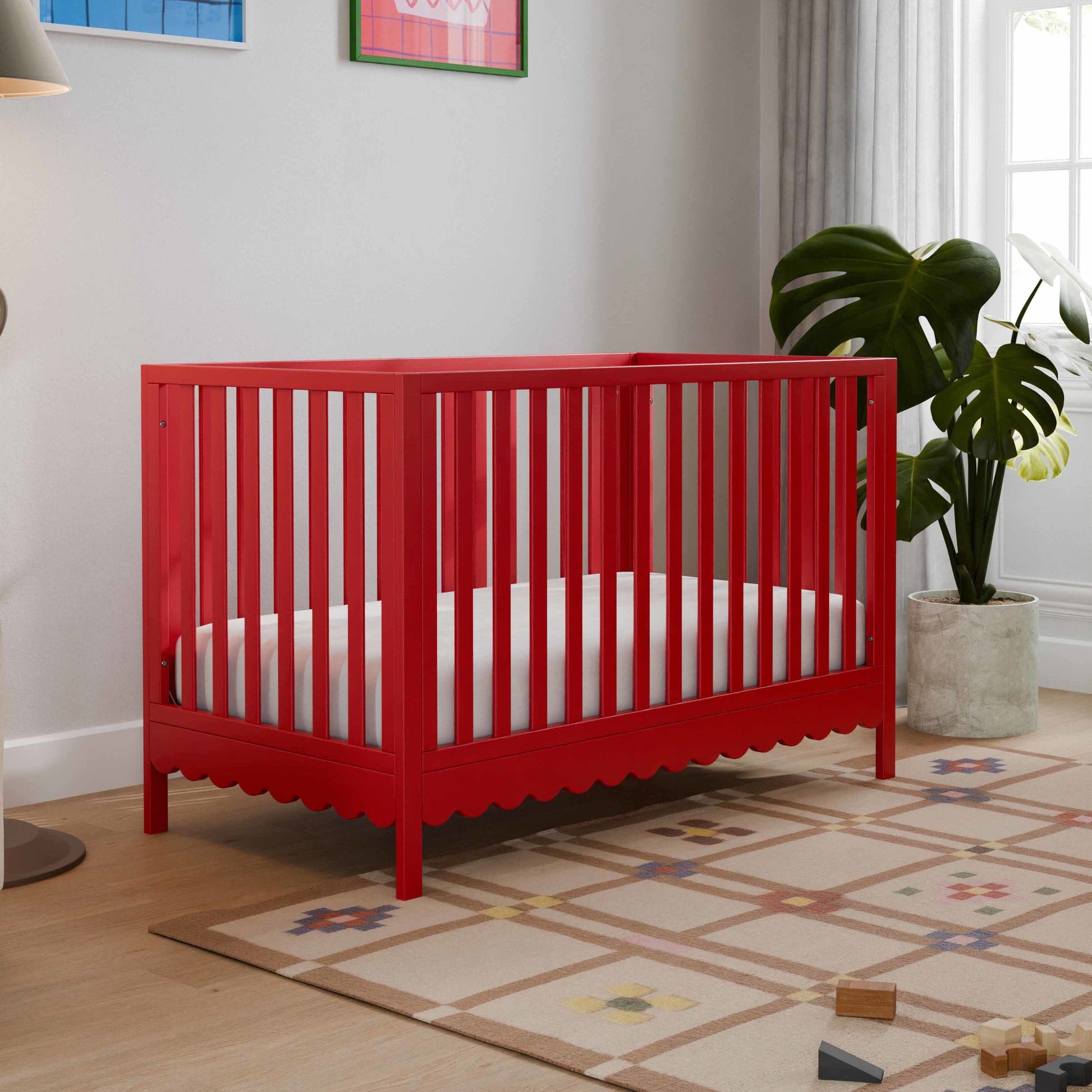 M27801TRD,DaVinci,Sammy Scallop 4-in-1 Convertible Crib in Strawberry Red