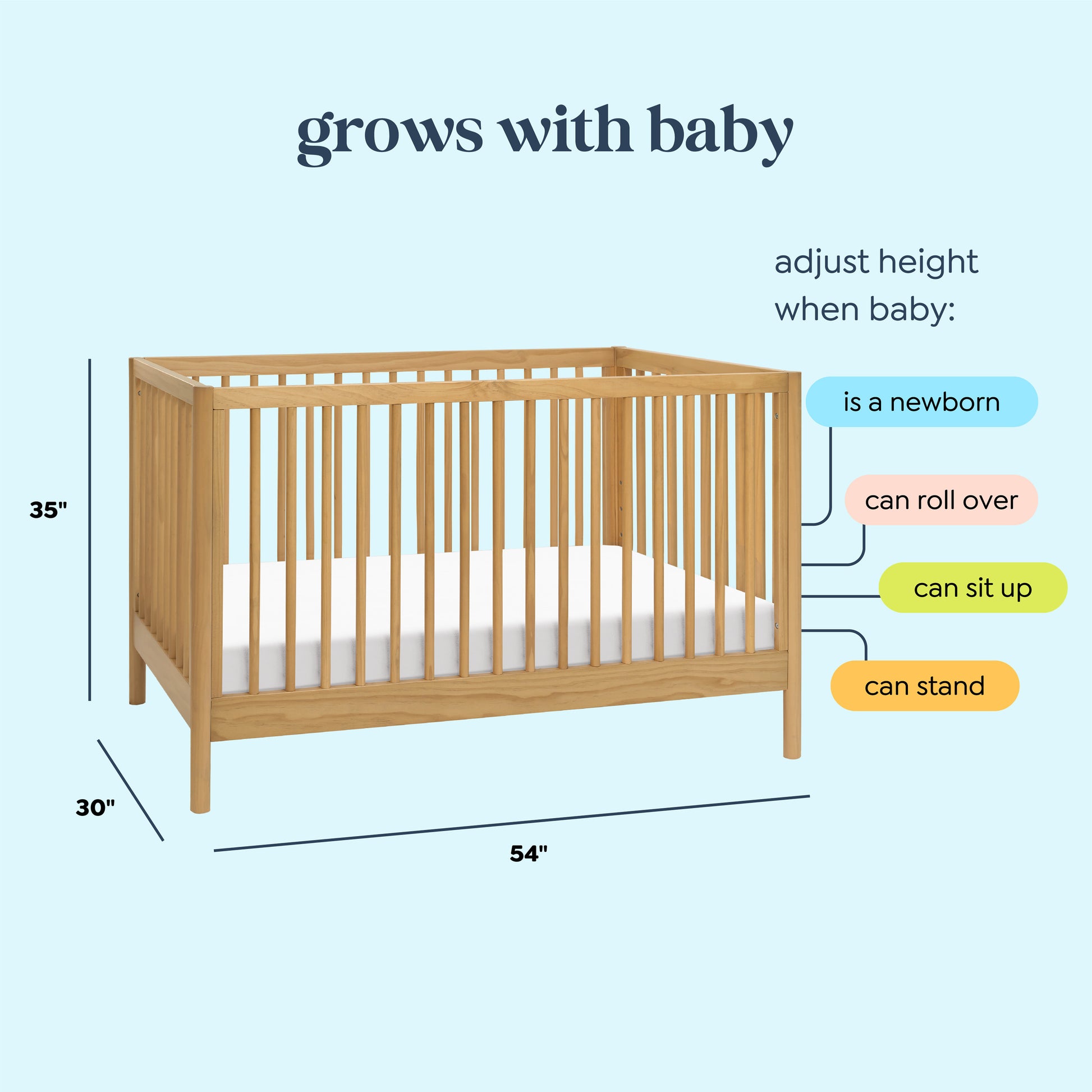 M25101HY,DaVinci,Birdie 3-in-1 Convertible Crib in Honey