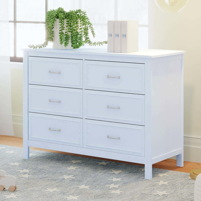 M12826PB,DaVinci,Charlie 6-Drawer Double Dresser in Powder Blue