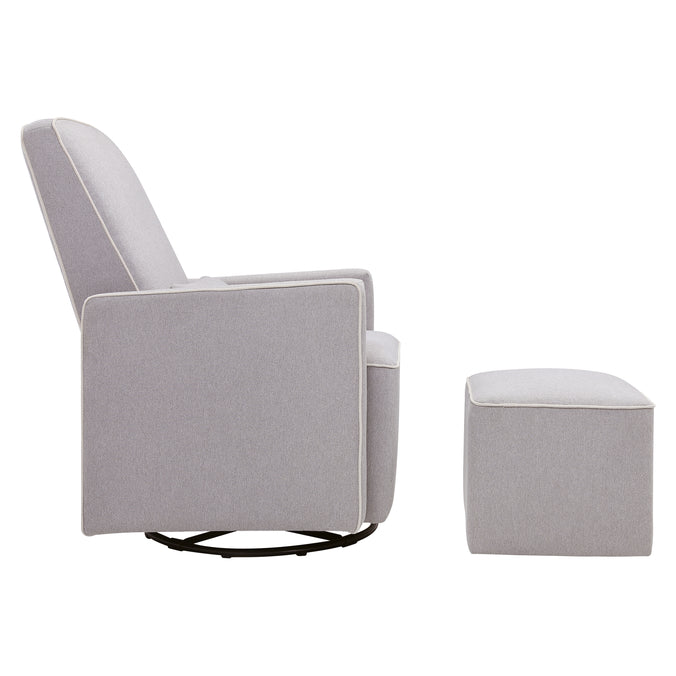 M11687GCM,DaVinci,Olive Glider and Ottoman in Grey Finish w/Cream Piping