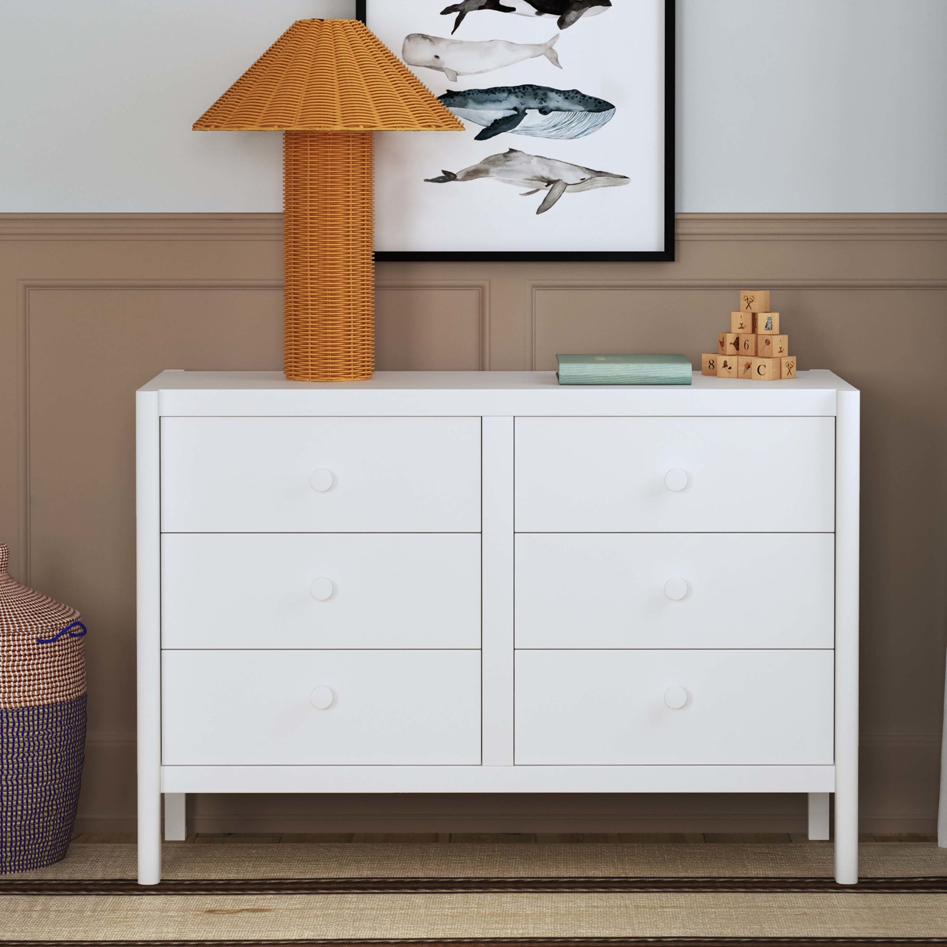 M25126W,DaVinci,Birdie 6-Drawer Dresser in White