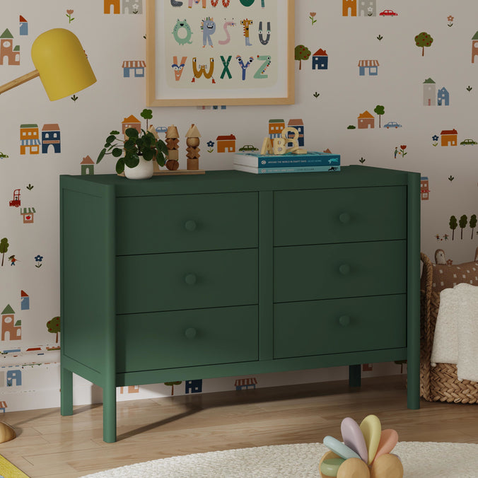 M25126FRGR,DaVinci,Birdie 6-Drawer Dresser in Forest Green