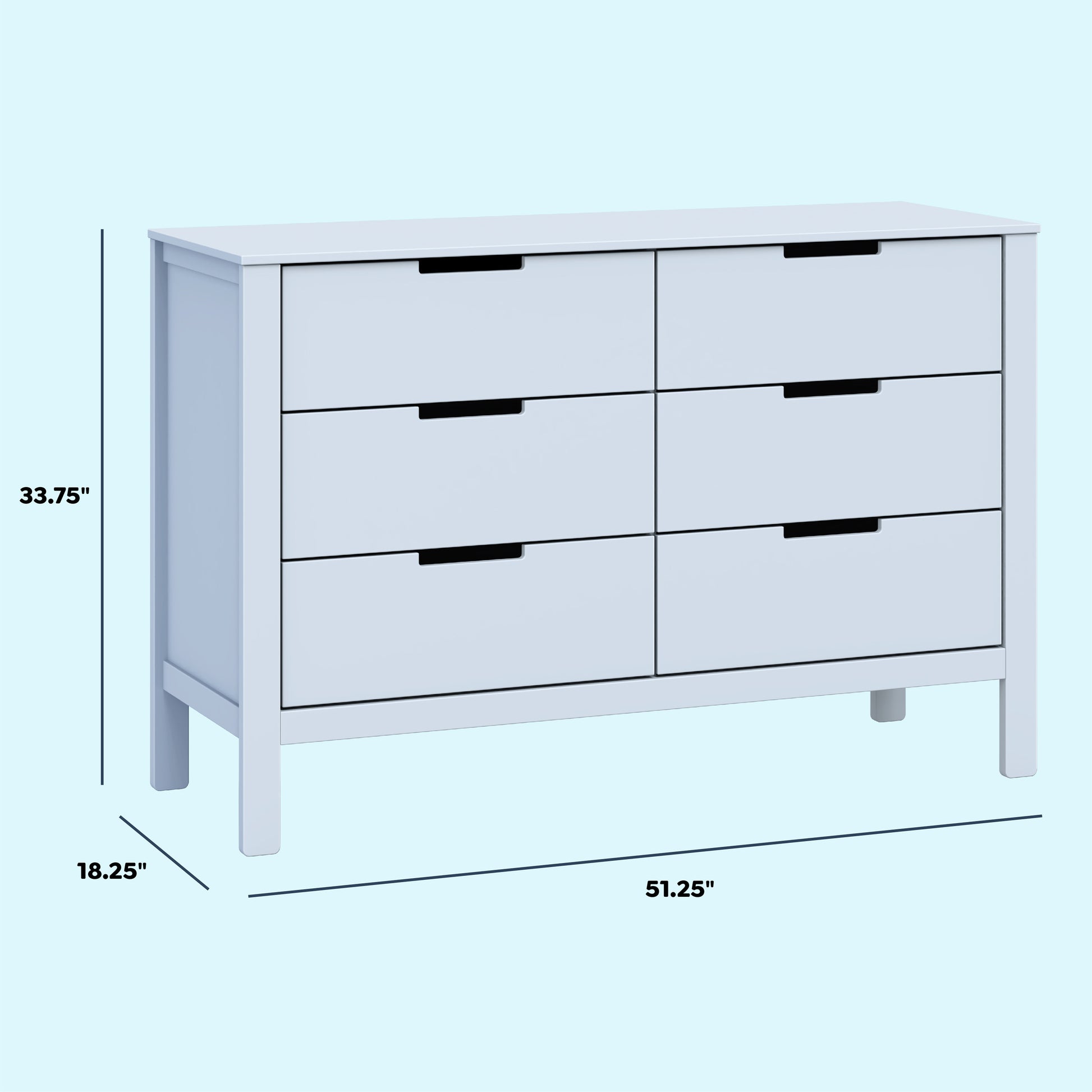 F11926PB,Carter's,Colby 6-Drawer Double Dresser in Powder Blue