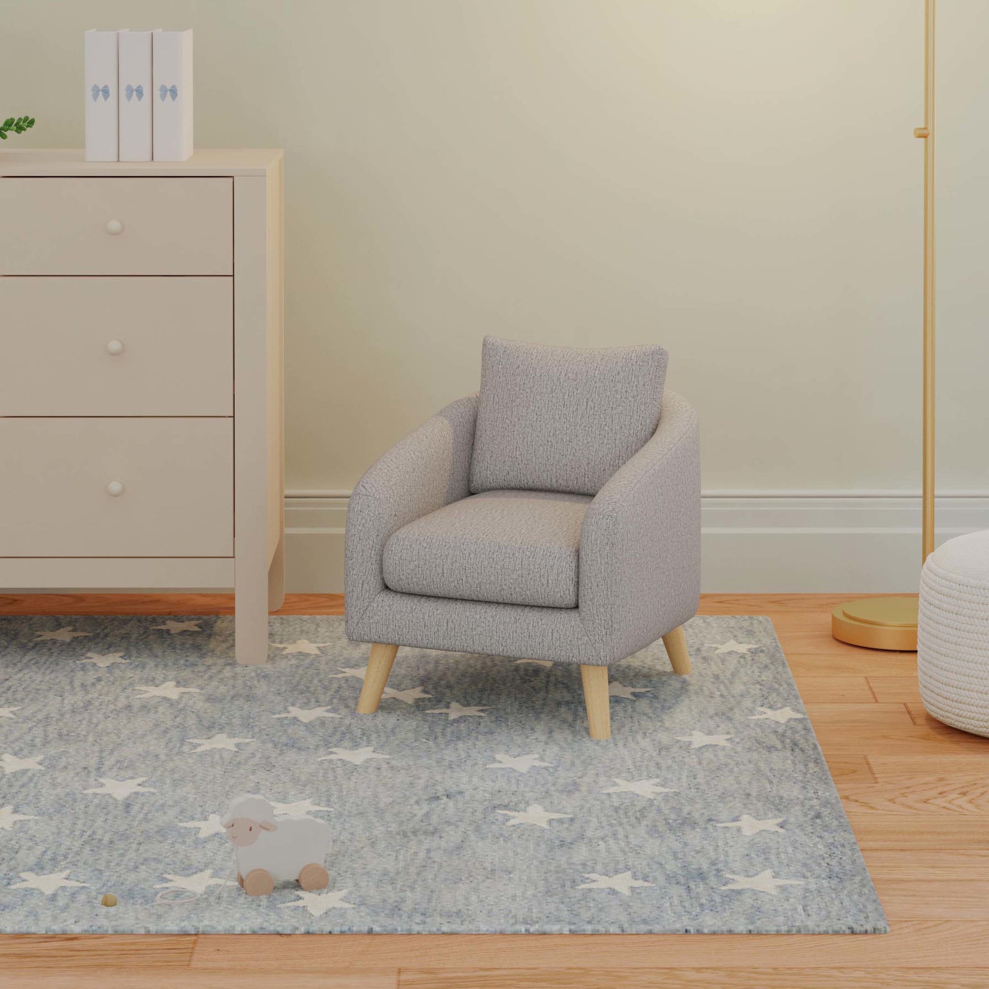 M30703FTGLF,DaVinci,Nina Kids Chair in Frost Grey with Light Wood Feet