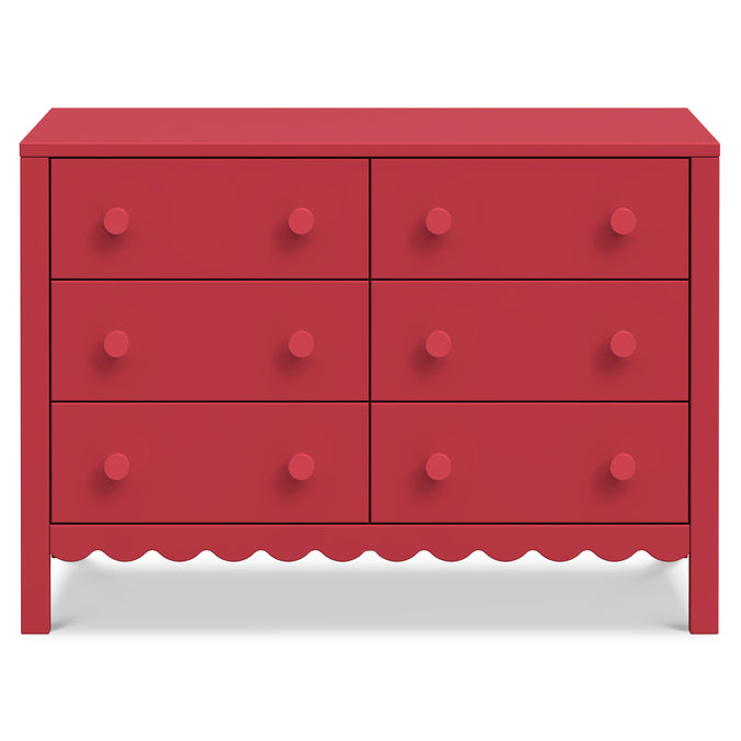 M27826TRD,DaVinci,Sammy Scallop 6-Drawer Dresser in Strawberry Red