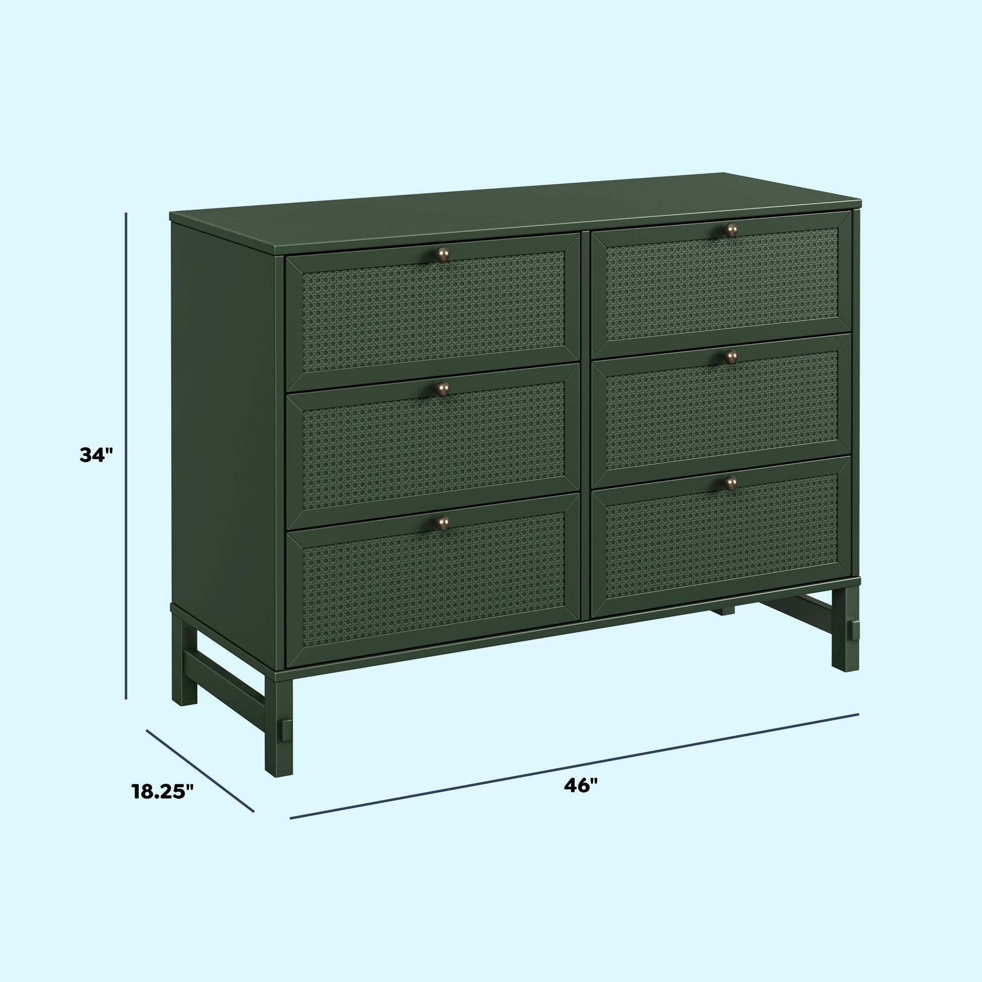 M24926FRGR,DaVinci,Margot 6-Drawer Dresser in Forest Green