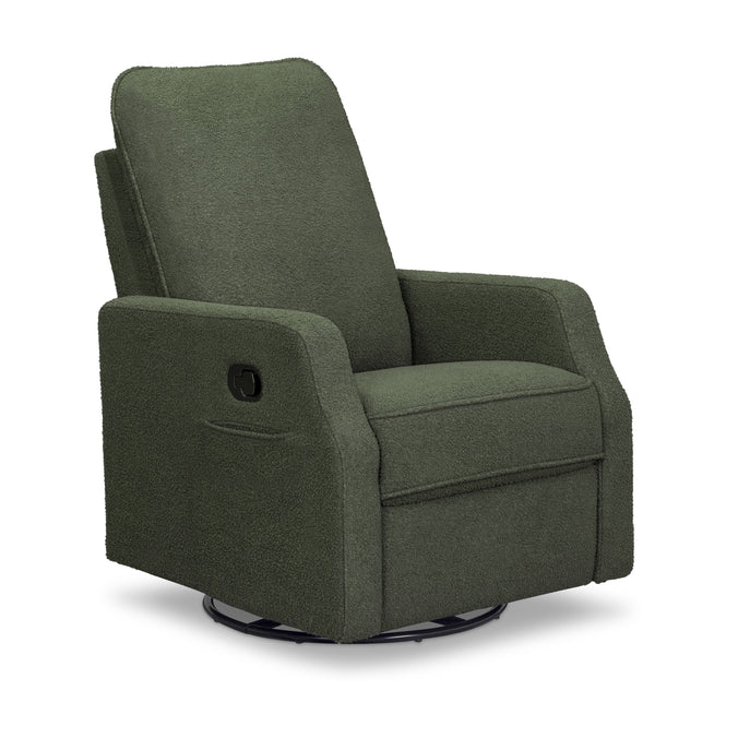 M33187COB,DaVinci,Lucas Pillowback Swivel Recliner in Cozy Olive Boucle
