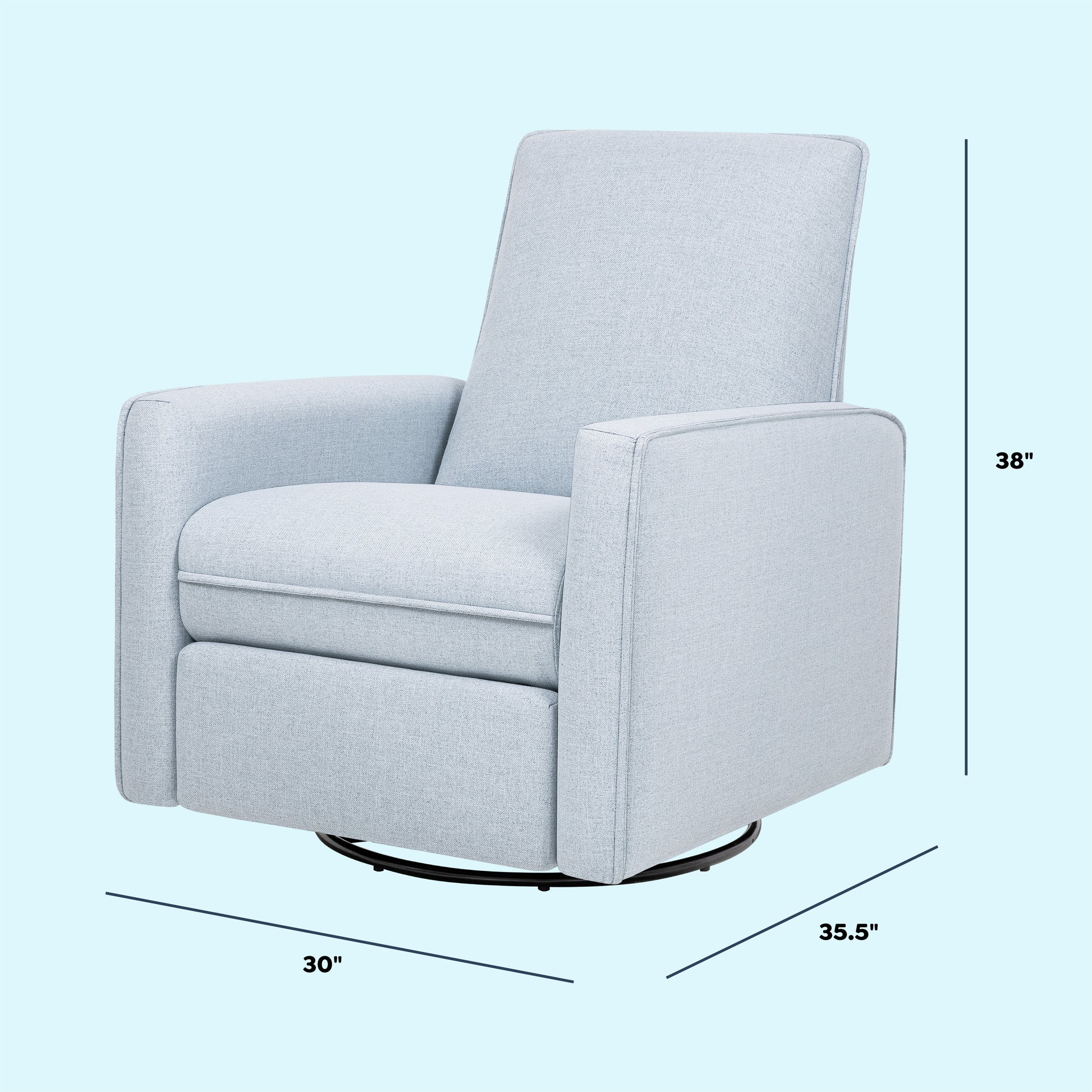 M19387PCET,DaVinci,Penny Swivel Recliner in Performance Chambray Eco-Twill