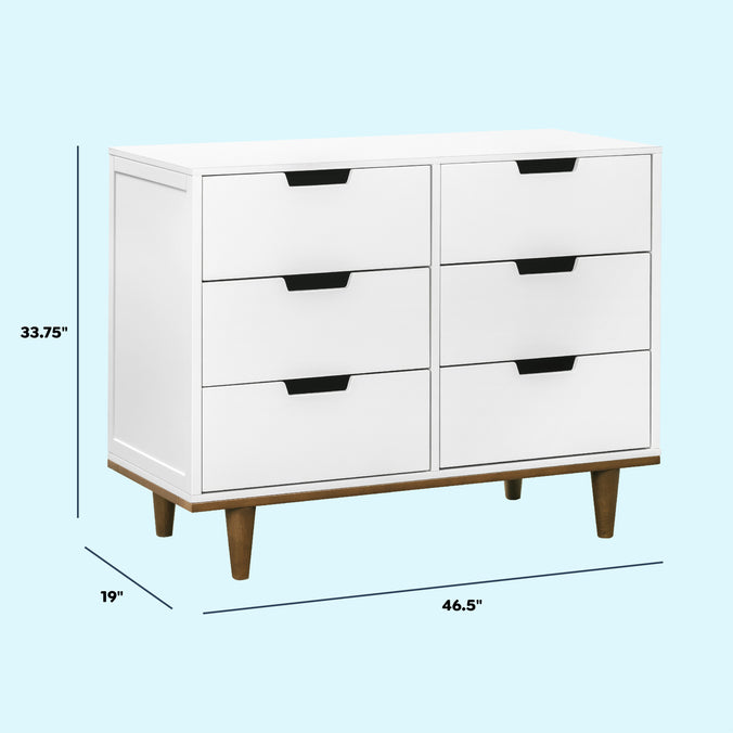 W4926WL,DaVinci,Marley 6-Drawer Double Dresser in White/Walnut