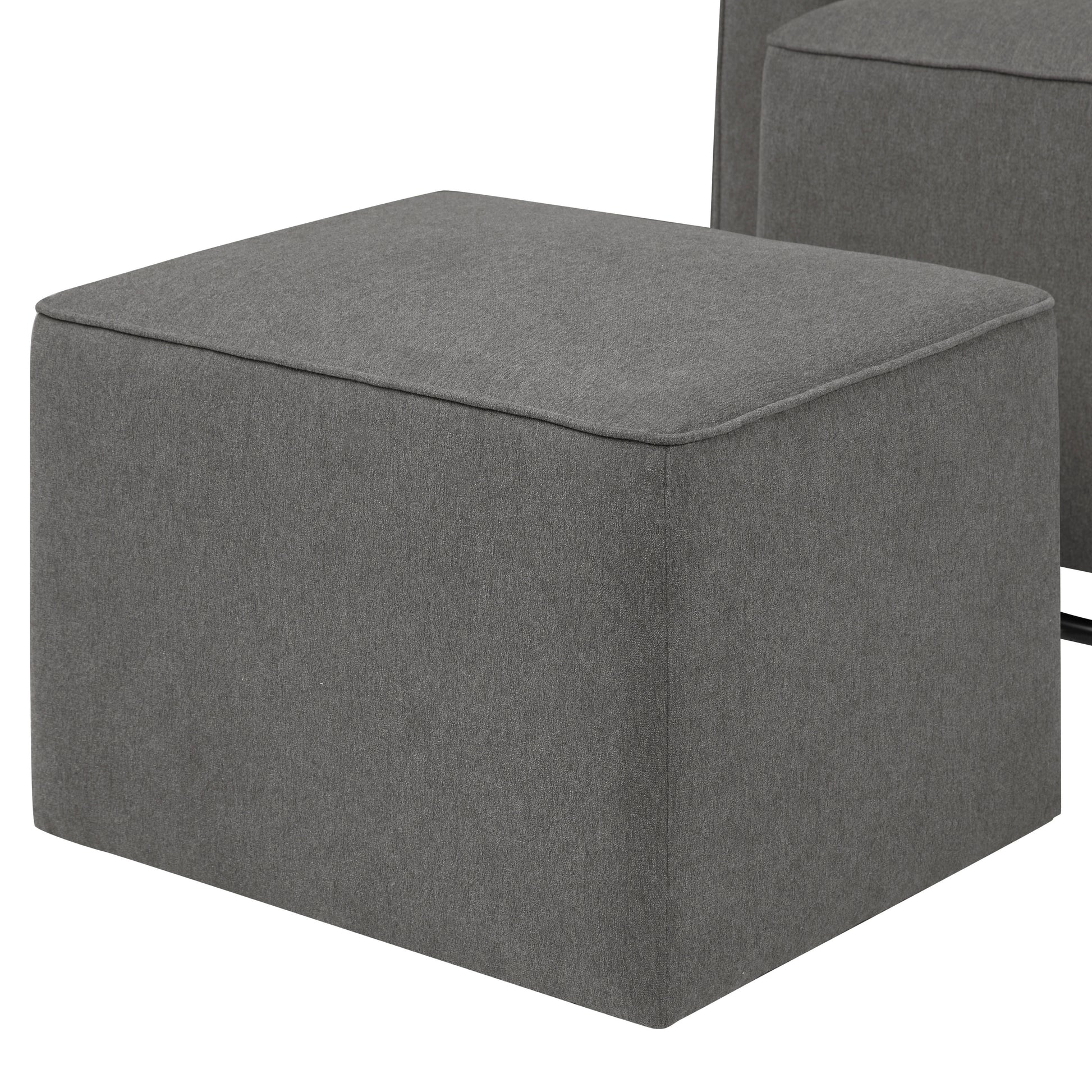 M11687GY,DaVinci,Olive Glider and Ottoman in Dark Grey Finish w/Dark Grey Piping