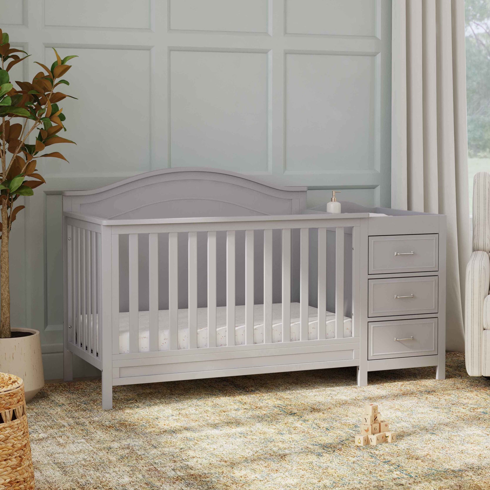 M12891G,DaVinci,Charlie 4-in-1 Convertible Crib & Changer in Grey