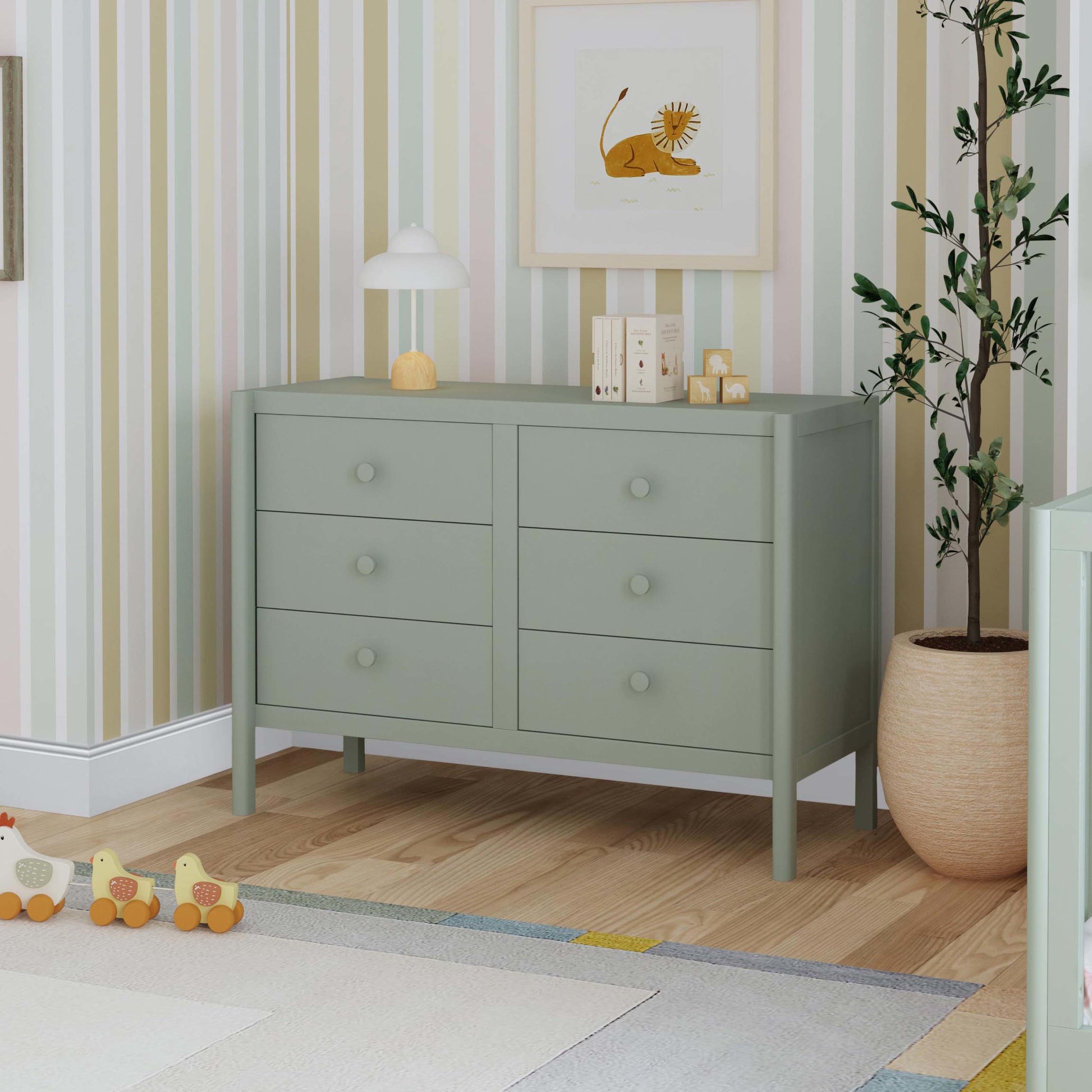 M25126LS,DaVinci,Birdie 6-Drawer Dresser in Light Sage