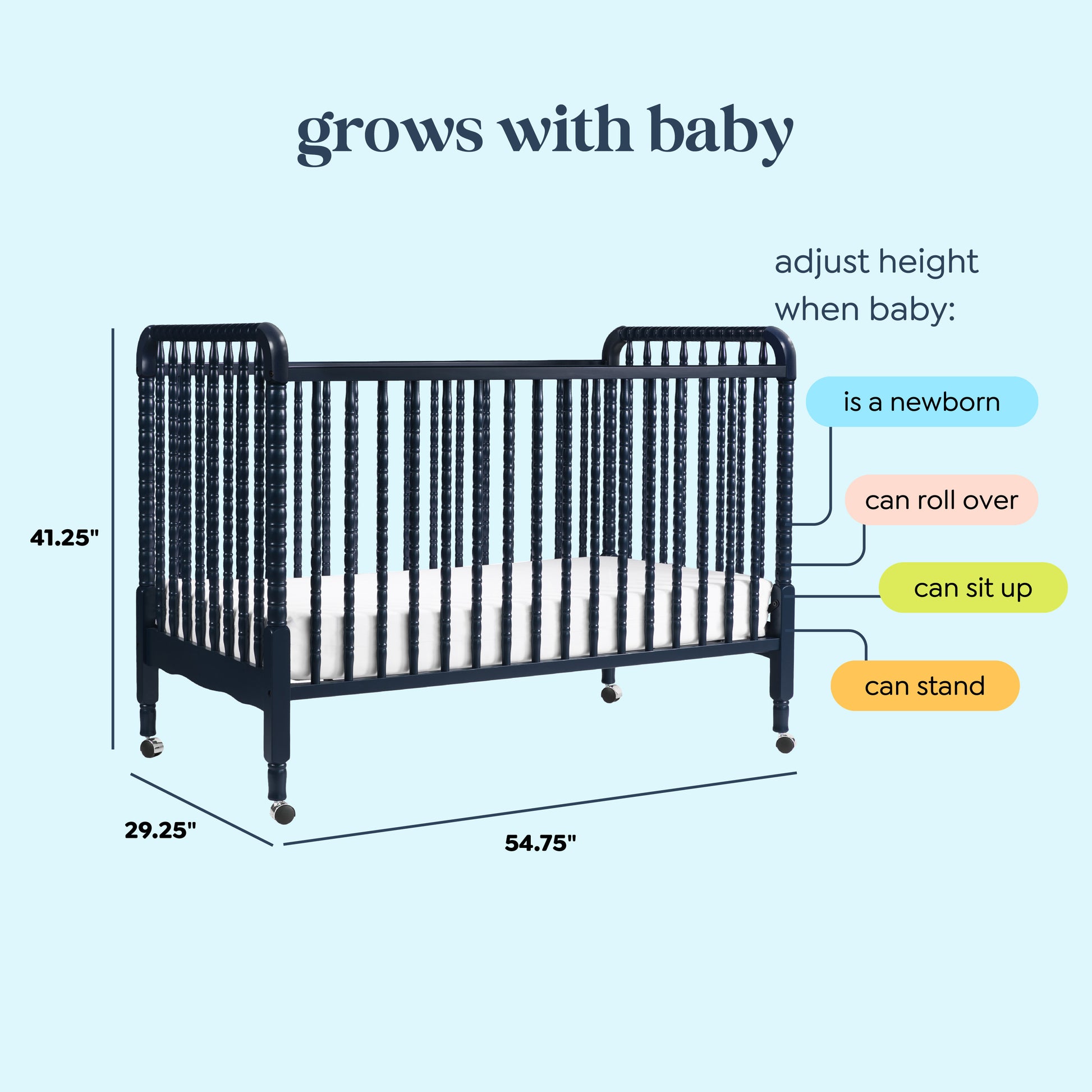 M7391V,DaVinci,Jenny Lind Stationary Crib in Navy Blue Finish