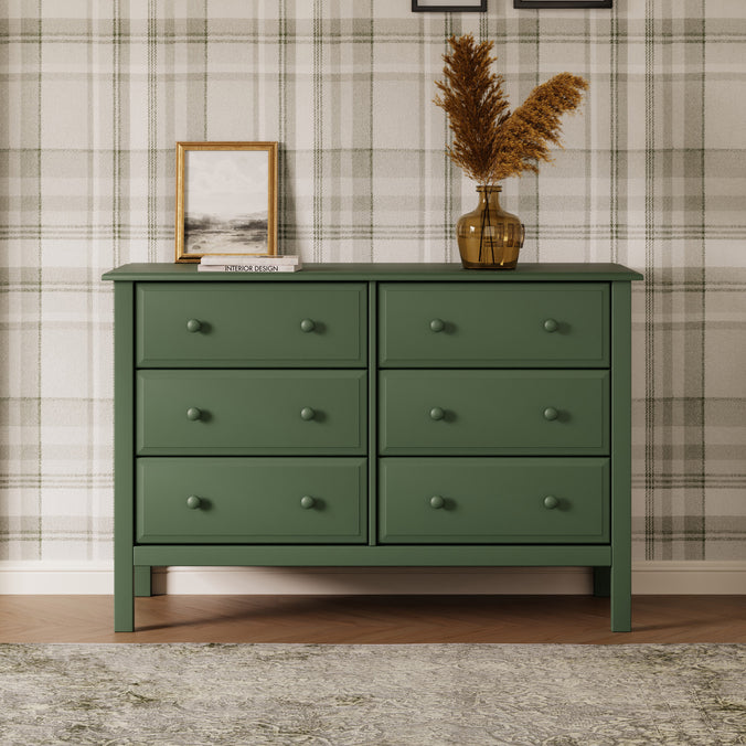 M5966FRGR,DaVinci,Jayden 6-Drawer Double Wide Dresser in Forest Green