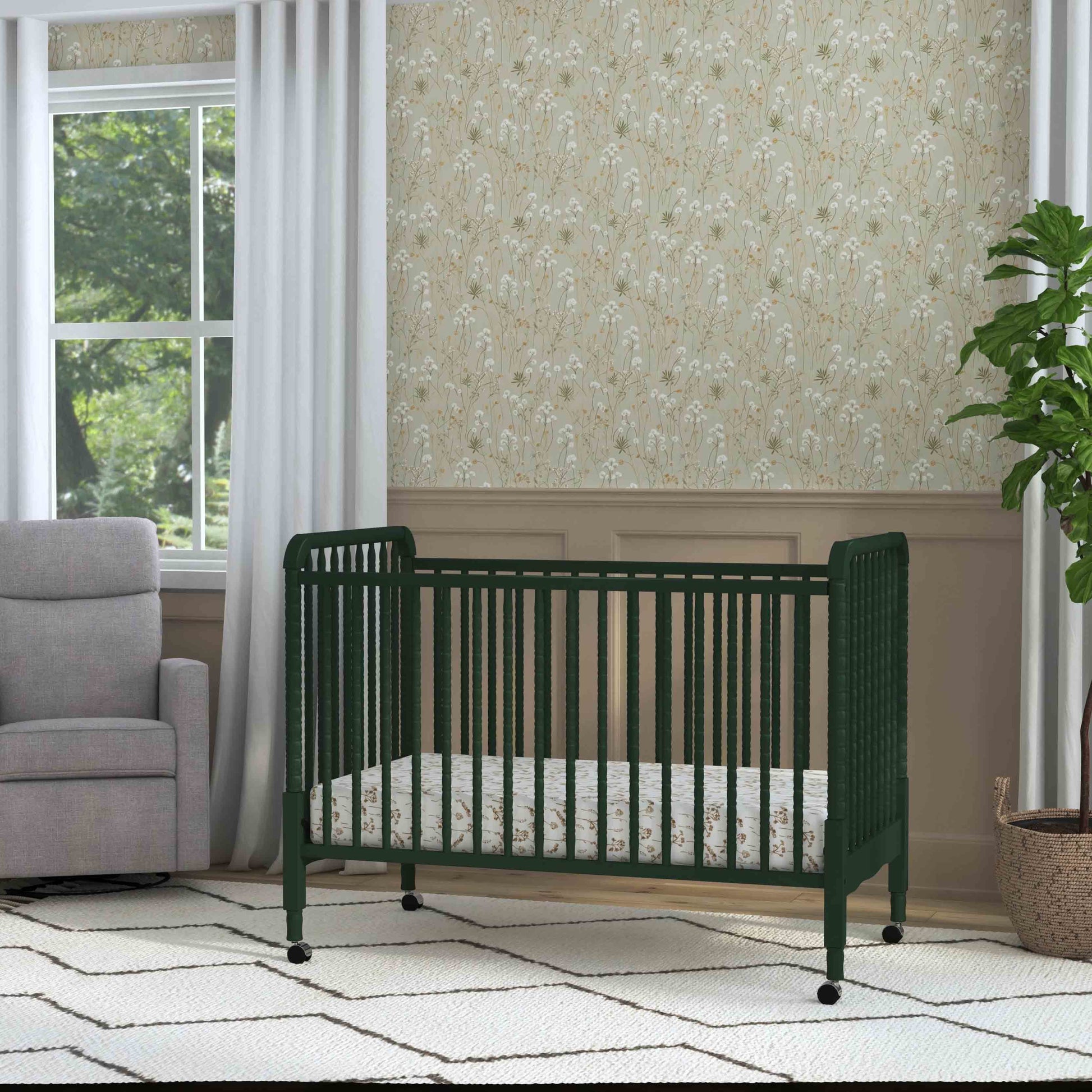 M7391FRGR,DaVinci,Jenny Lind Stationary Crib in Forest Green