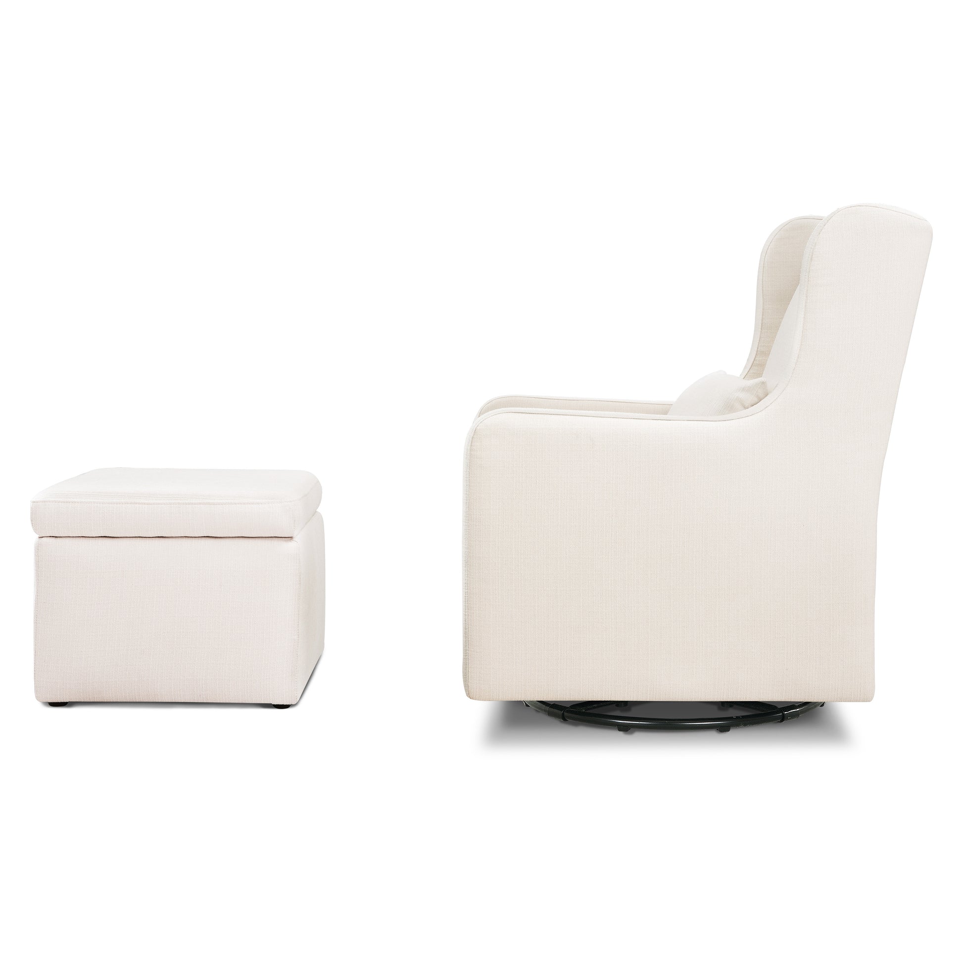 F18787PCM,Carter's,Adrian Swivel Glider with Storage Ottoman in Performance Cream Linen