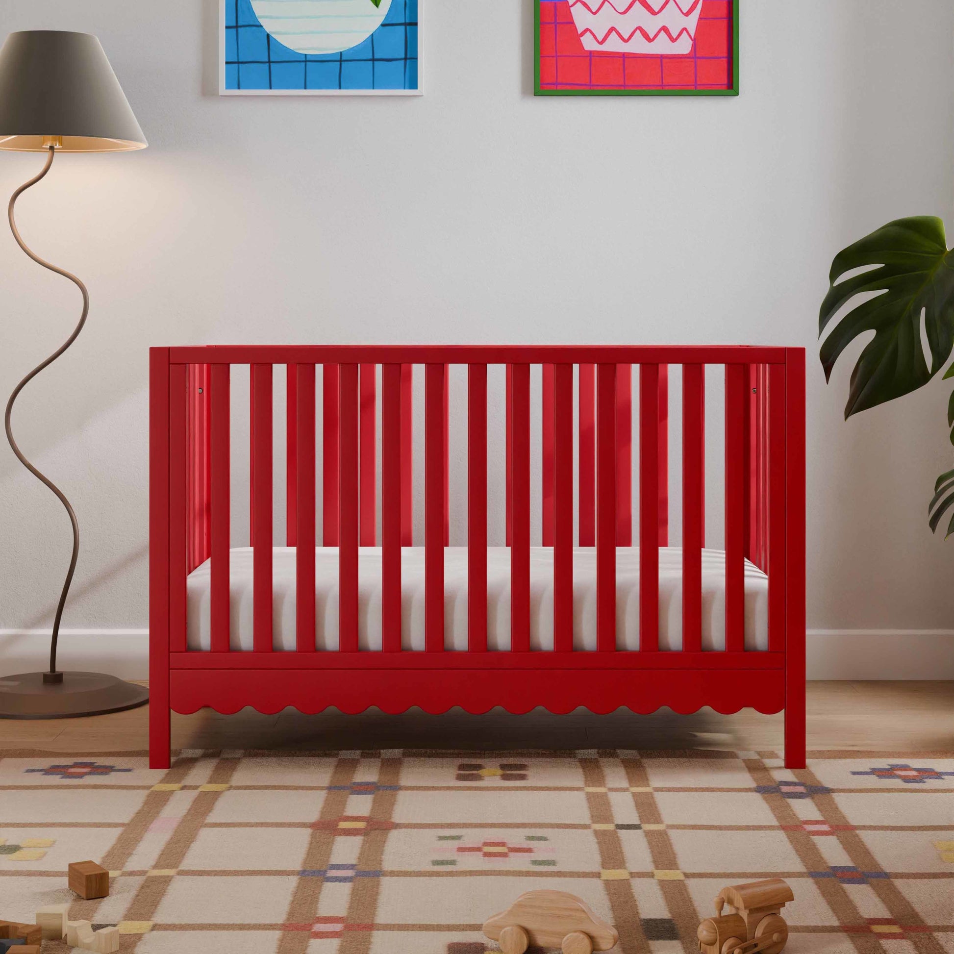 M27801TRD,DaVinci,Sammy Scallop 4-in-1 Convertible Crib in Strawberry Red