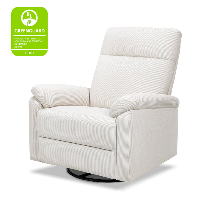 M24387FCS,DaVinci,Suzy Swivel Recliner in Fog Chatham Stripe Performance Eco-Weave