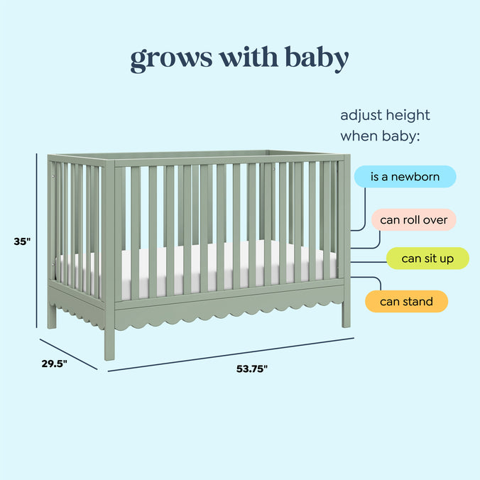 M27801LS,DaVinci,Sammy Scallop 4-in-1 Convertible Crib in Light Sage