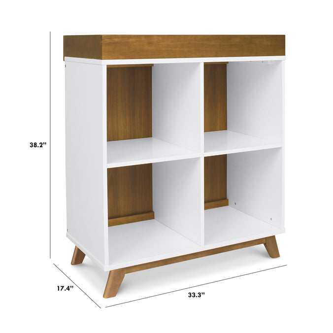 M22511WL,DaVinci,Otto Convertible Changing Table and Cubby Bookcase in White and Walnut