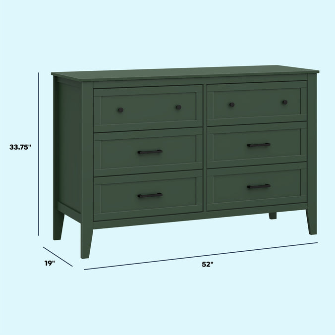 M24726FRGR,DaVinci,Beau 6-Drawer Dresser in Forest Green