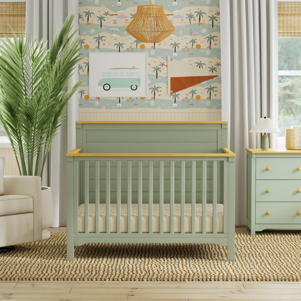 M27201LSHY,Shea 4-in-1 Convertible Crib in Light Sage and Honey