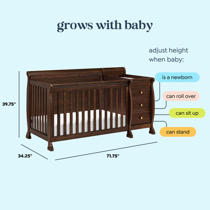 M5582Q,DaVinci,Kalani 4-in-1 Convertible Crib & Changer in Espresso