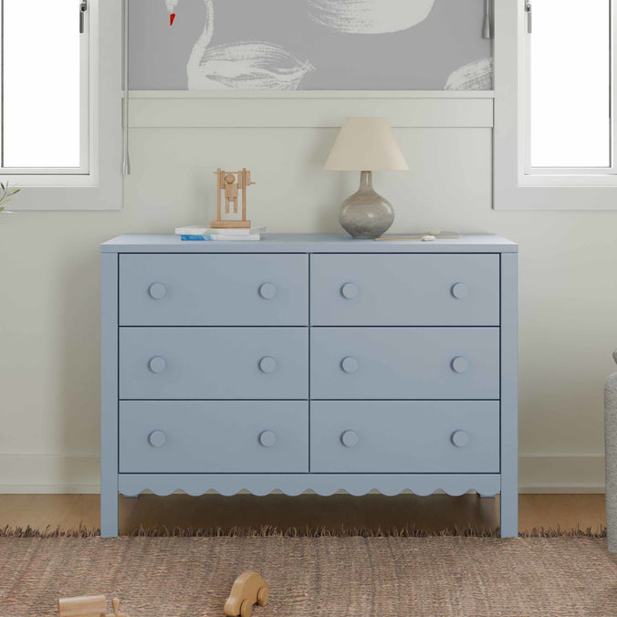 M27826PB,Sammy Scallop 6-Drawer Dresser in Powder Blue