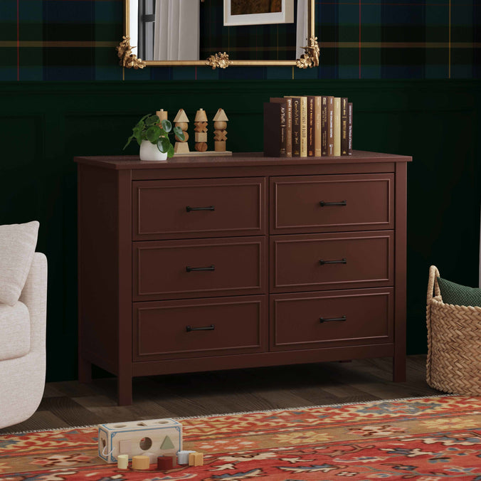 M12826CR,DaVinci,Charlie 6-Drawer Double Dresser in Crimson