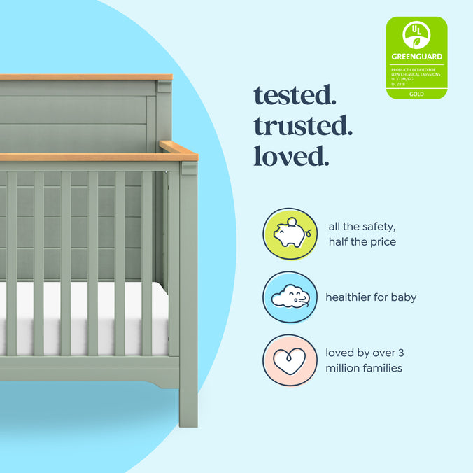 M27201LSHY,DaVinci,Shea 4-in-1 Convertible Crib in Light Sage and Honey