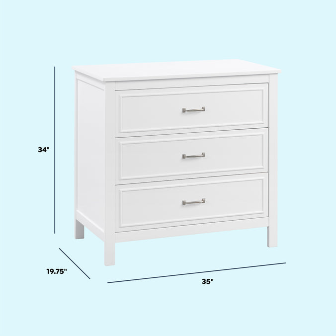 3 drawer dresser white Charlie 3-Drawer Dresser – DaVinci Baby