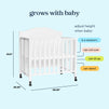 M12898W,DaVinci,Charlie Folding Portable 3-in-1 Mini Crib in White