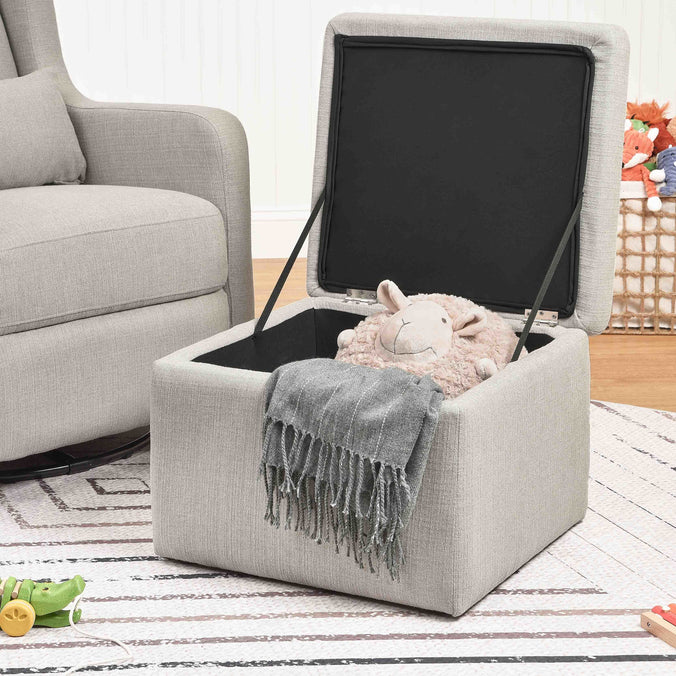 F18787PFTGRY,Carter's,Adrian Swivel Glider with Storage Ottoman in Performance Grey Linen