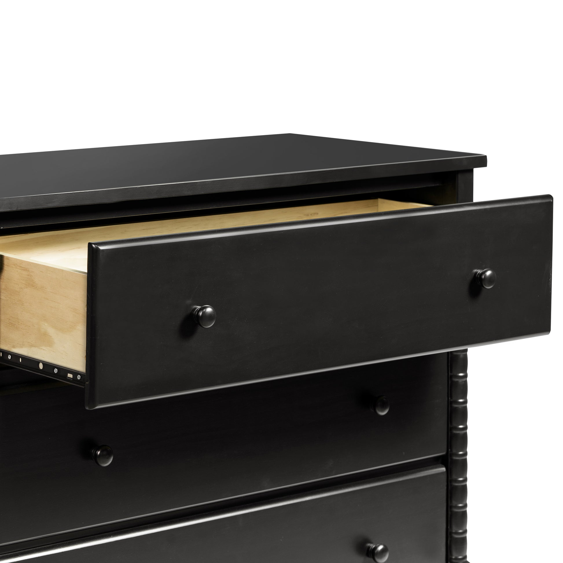 M7323E,DaVinci,Jenny Lind Spindle 3-Drawer Dresser in Ebony Black