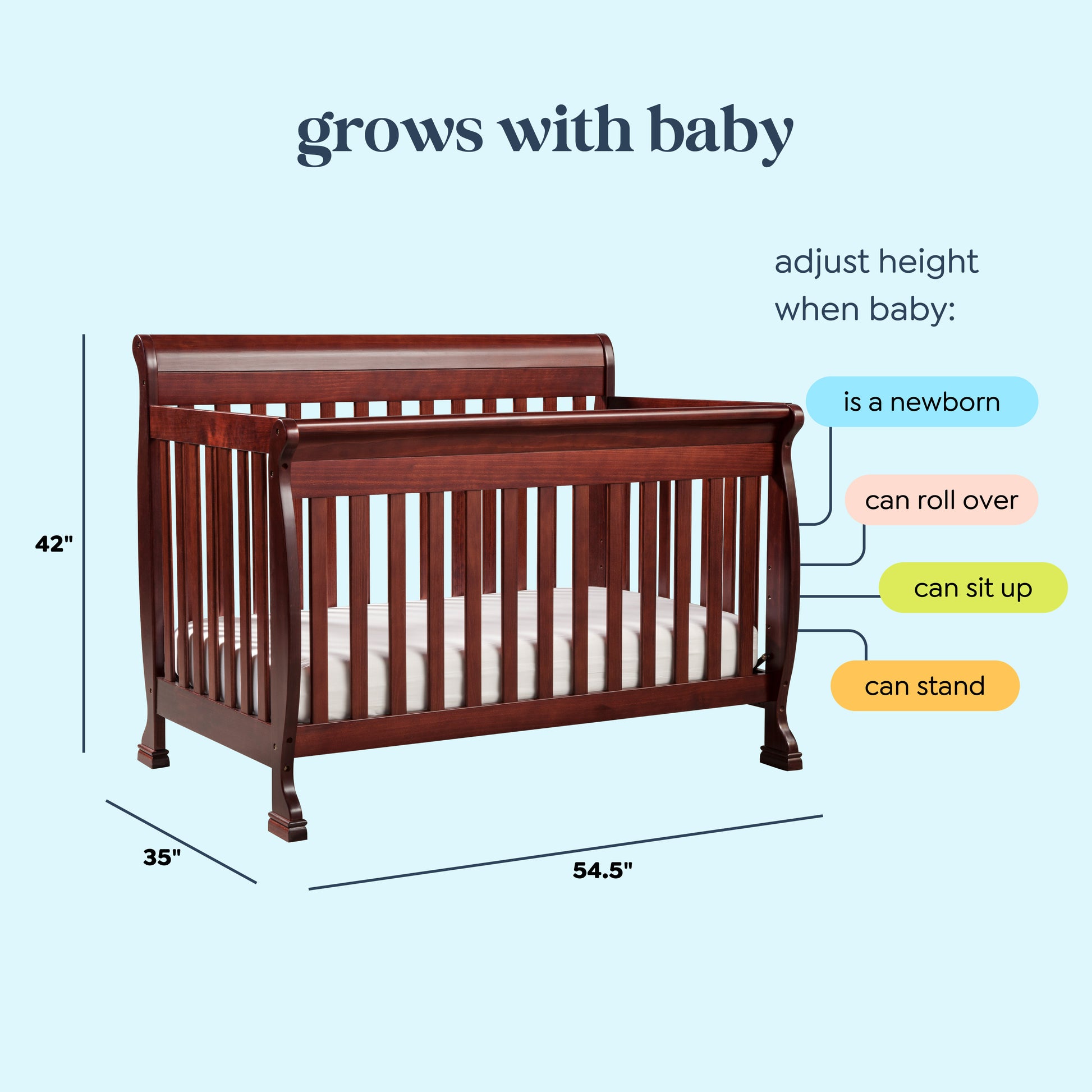 M5501C,DaVinci,Kalani 4-in-1 Convertible Crib in Rich Cherry