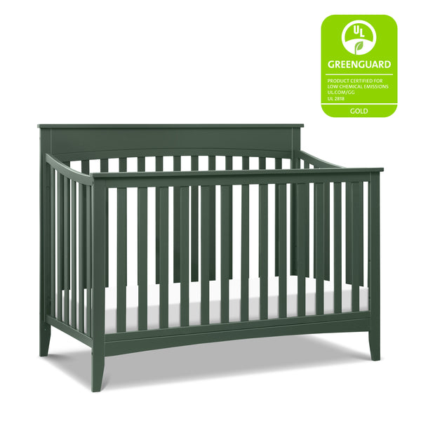 M9301W,Grove 4-in-1 Convertible Crib In White Finish Forest Green