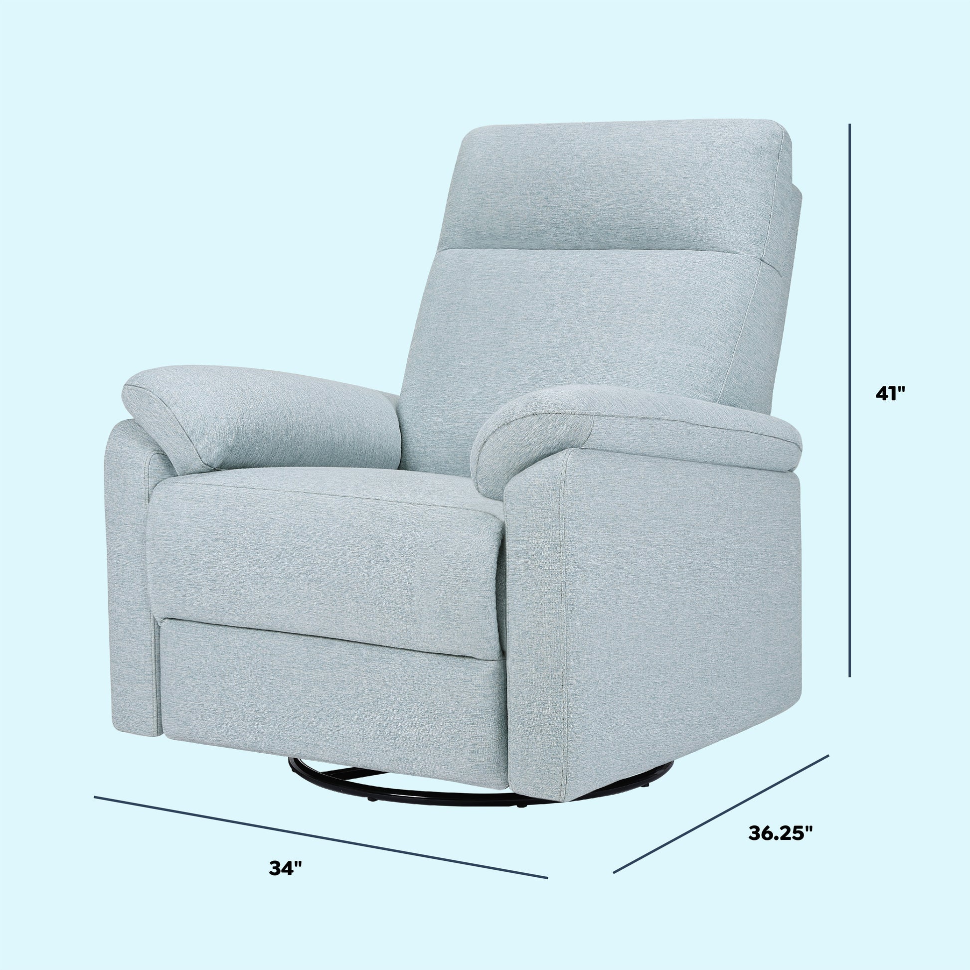 M24388HBL,DaVinci,Suzy Electronic Swivel Recliner in Heathered Blue