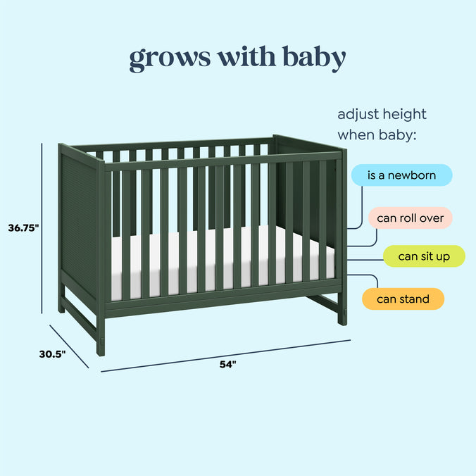 M24901FRGR,DaVinci,Margot 3-in-1 Convertible Crib in Forest Green