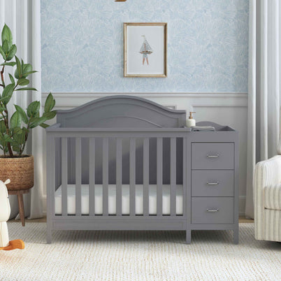 M12881G,DaVinci,Charlie 4-in-1 Convertible Mini Crib & Changer in Grey