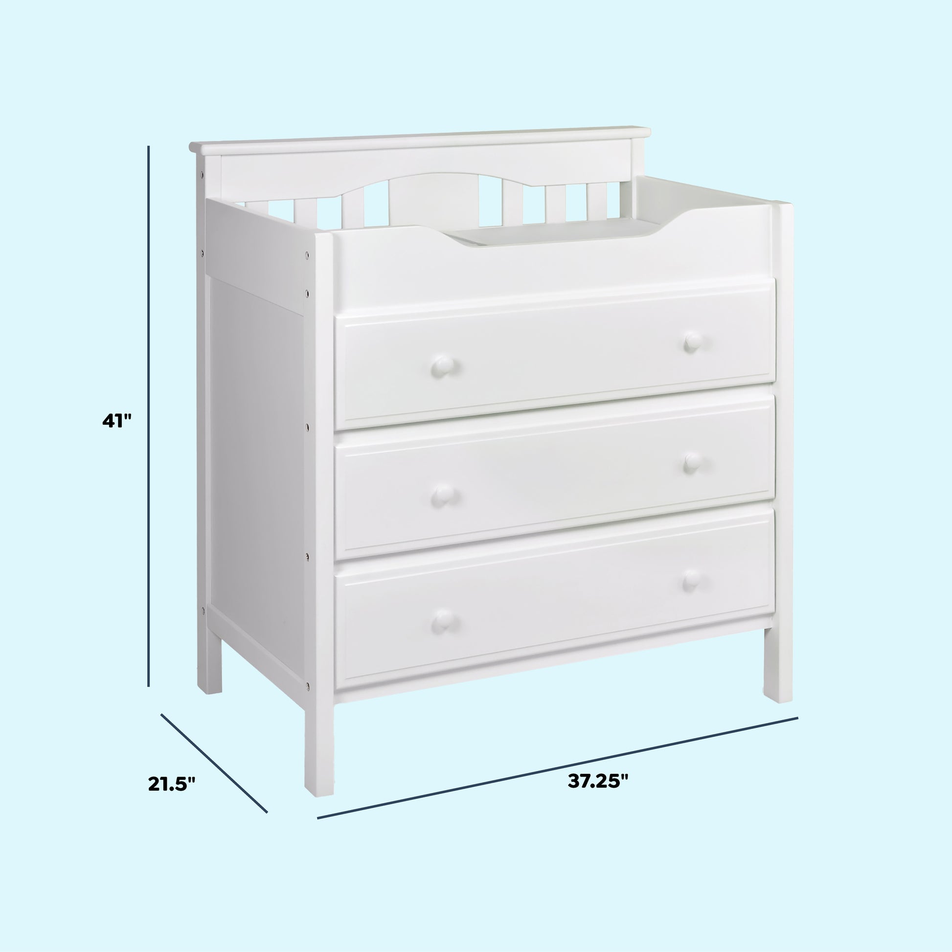 M5925W,DaVinci,Jayden 3-Drawer Changer Dresser In White Finish