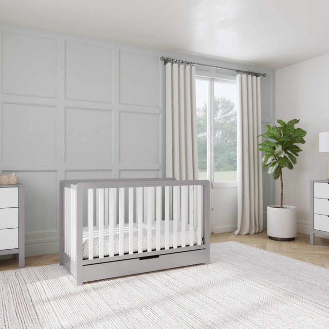 F11951GW,Carter's,Colby 4-in-1 Convertible Crib w/ Trundle Drawer in Grey and White