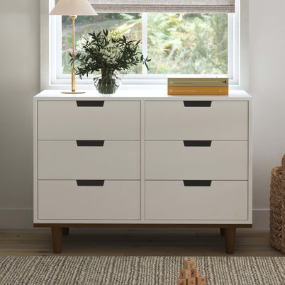 W4926WL,DaVinci,Marley 6-Drawer Double Dresser in White/Walnut